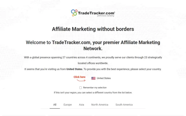 Screenshot of tradetracker.com