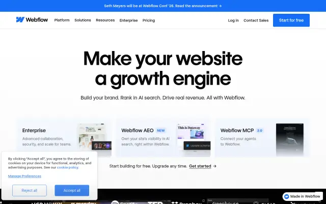 Screenshot of webflow.org